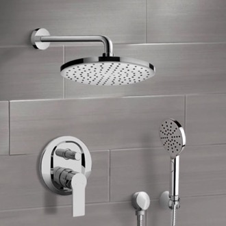 Shower Faucet Chrome Shower System With Rain Shower Head and Hand Shower Remer SFH66